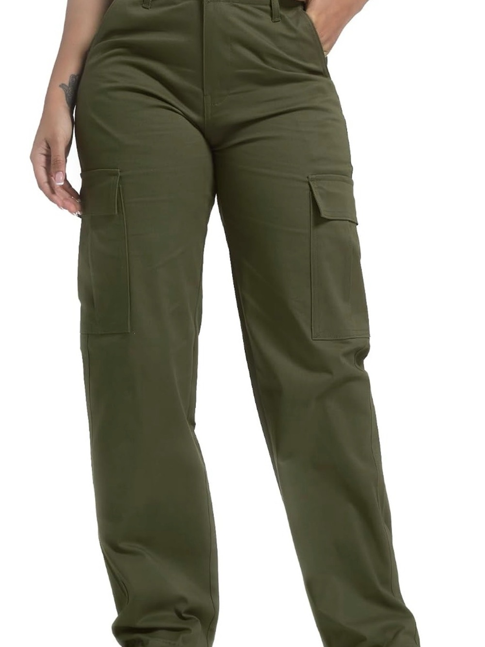 Women’s Mid Rise Cargo Pants in Olive Green